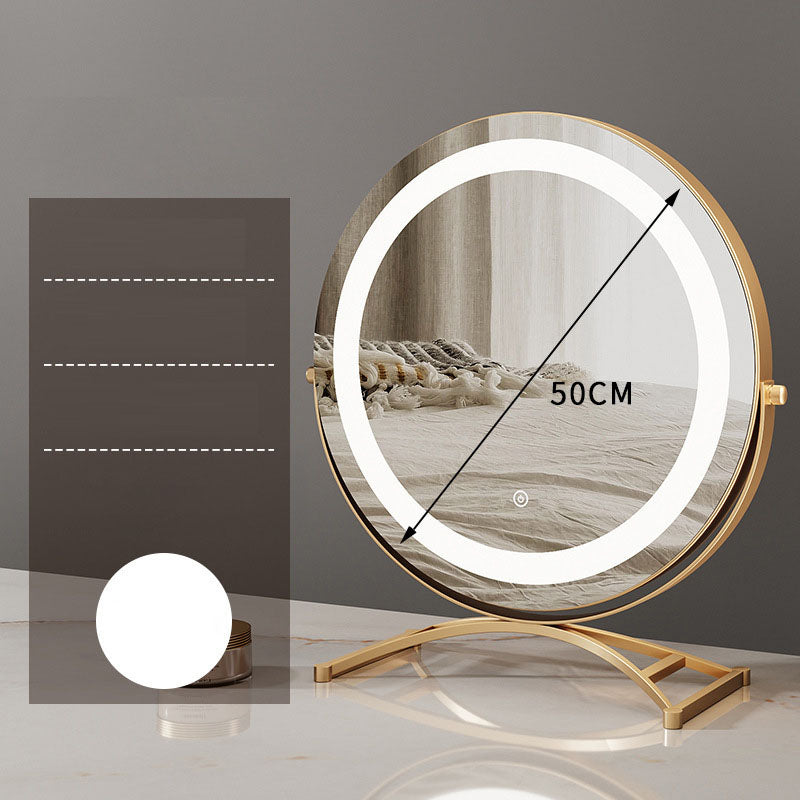 Table ronde noire maquillage miroir de bureau lumière LED