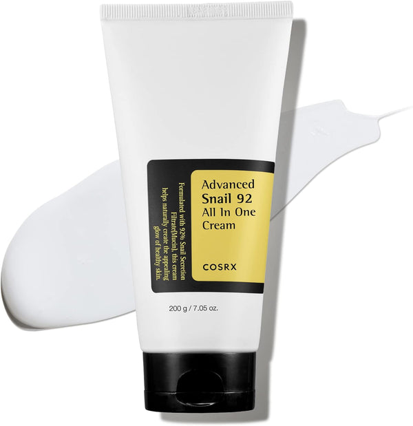 COSRXAdvanced Snail 92 Crème tout-en-un, 7,05 oz (grande taille), Gel hydratant quotidien pour le visage avec sécrétion de mucine d'escargot pour peaux sèches, sujettes à l'acné et sensibles, 200 g