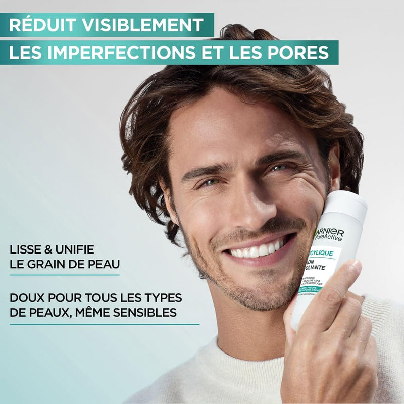 GARNIER Pure Active - Soin Exfoliant Visage - Réduit Les Marques D'acné & Les Pores - Niacinamide, AHA & Acide Salicylique - Formule Liquide Légère - Vegan & Cruelty Free - Homme & Femme - 120 ml