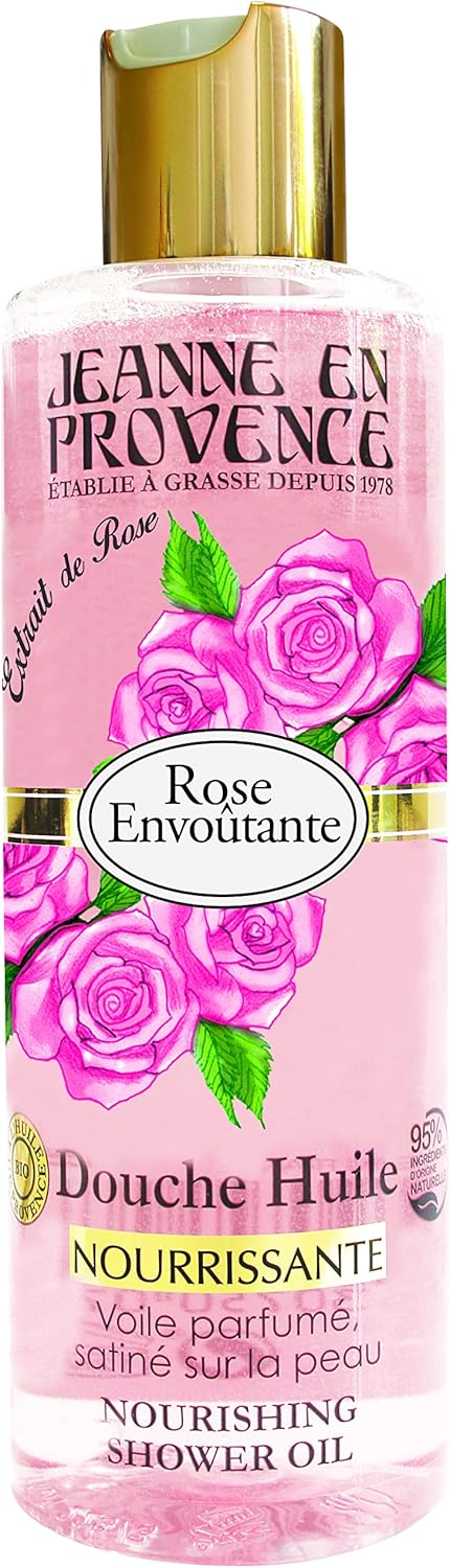 JEANNE EN PROVENCE - Douche Huile Rose Envoûtante - Nettoie, Nourrit & Parfume - Gel Douche Pour Peaux Sèches - 95% d'Ingrédients d'Origine Naturelle - Fabriqué en France à Grasse - 250 ml