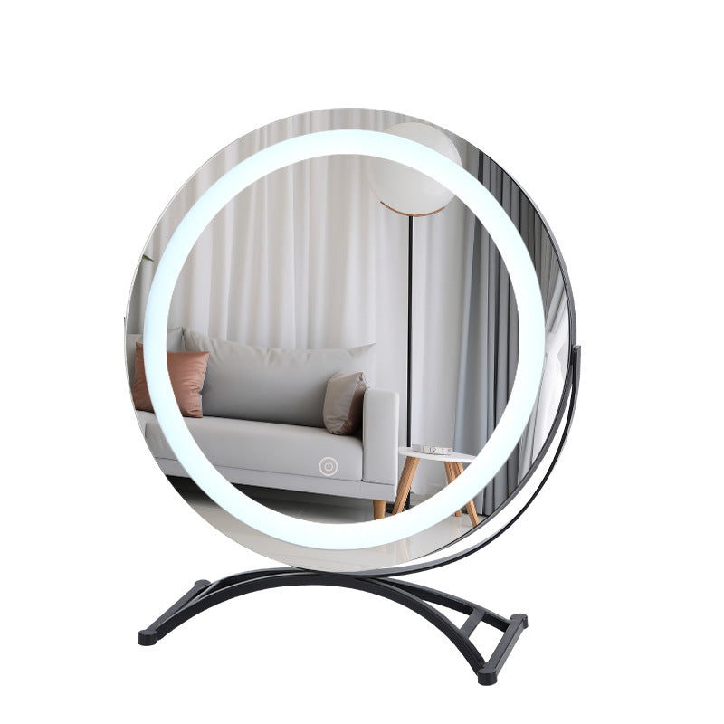 Table ronde noire maquillage miroir de bureau lumière LED