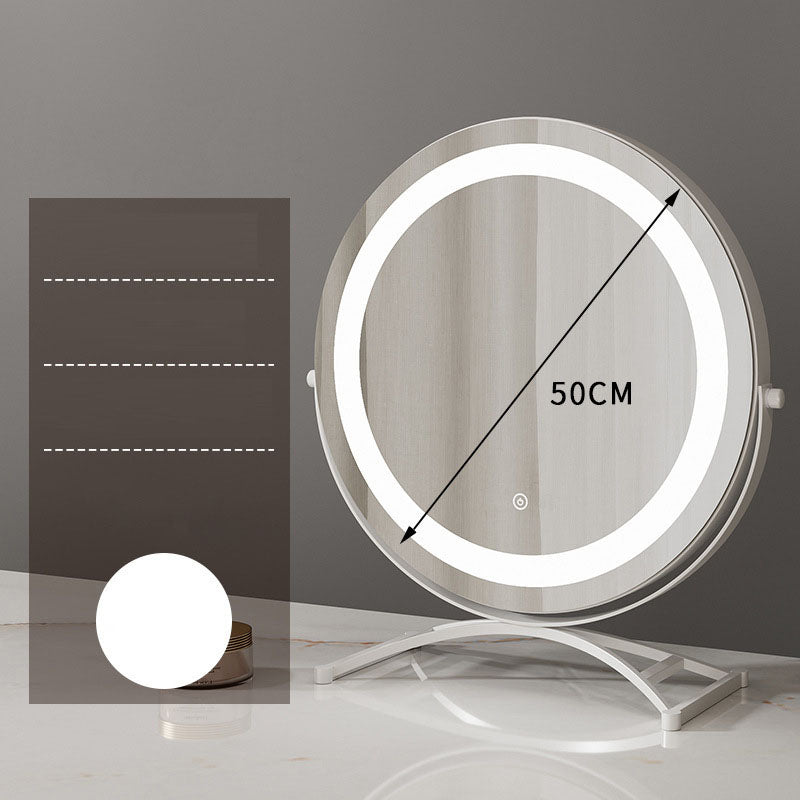 Table ronde noire maquillage miroir de bureau lumière LED