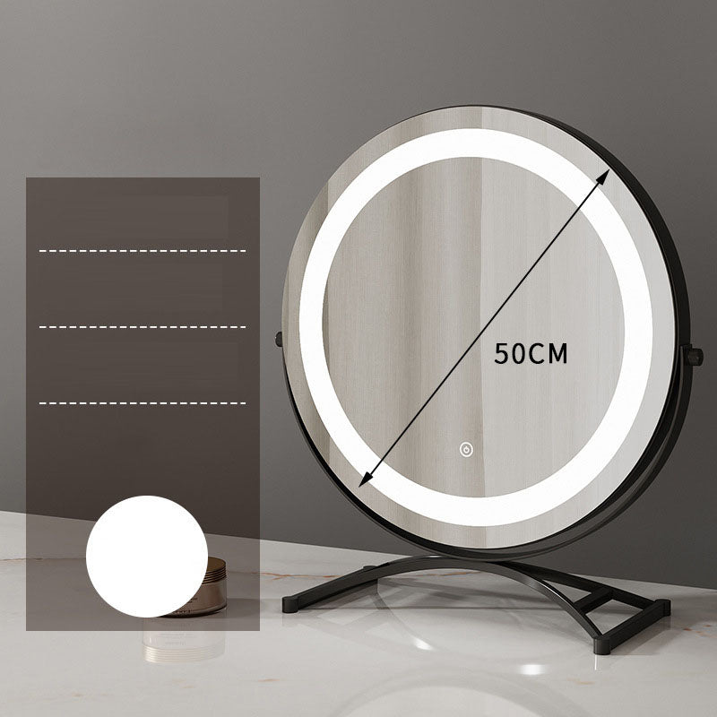 Table ronde noire maquillage miroir de bureau lumière LED